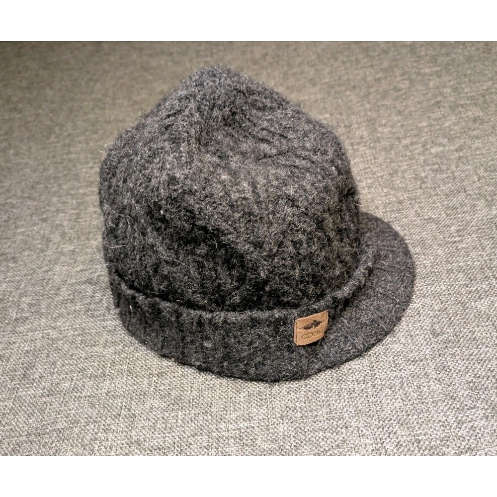 Coal Headwear Gray 100% Wool Cable Knit Visor Beanie Hat Brimmed Charcoal